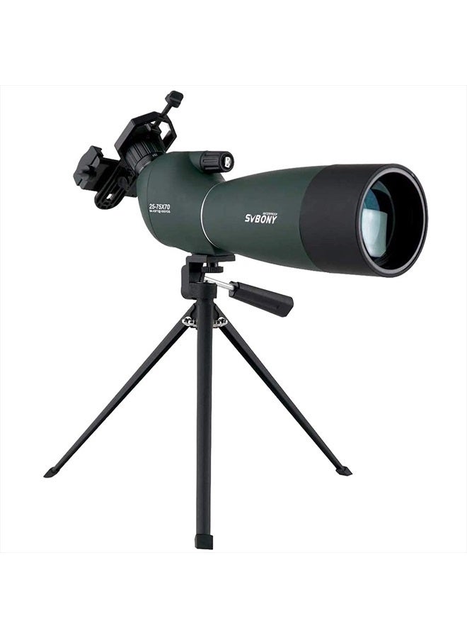 SVBONY SV28 Spotting Scopes with Tripod,Hunting,25-75x70,Angled,Waterproof,Range Shooting Scope,with Phone Adapter,Compact, for Target Shooting,Birding,Wildlife Viewing - Image 1