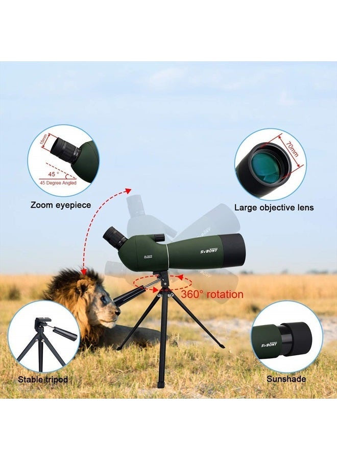 SVBONY SV28 Spotting Scopes with Tripod,Hunting,25-75x70,Angled,Waterproof,Range Shooting Scope,with Phone Adapter,Compact, for Target Shooting,Birding,Wildlife Viewing - Image 4