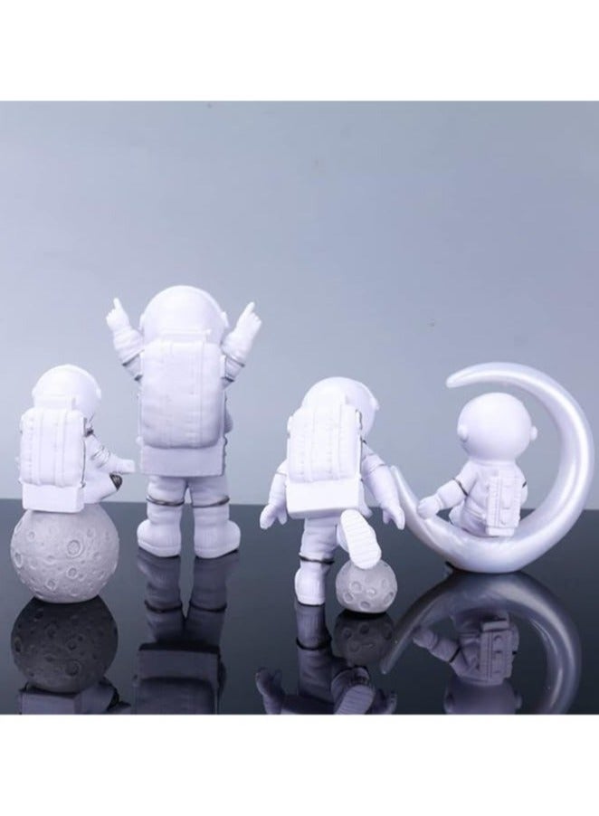Creative Astronaut Decoration 4-Pack Astronaut Statue Astronaut Statue Model For Astronaut Model Living Room TV Cabinet Hanging Decoration Children's Room Decoration Space Theme Birthday Gift - White - Image 4