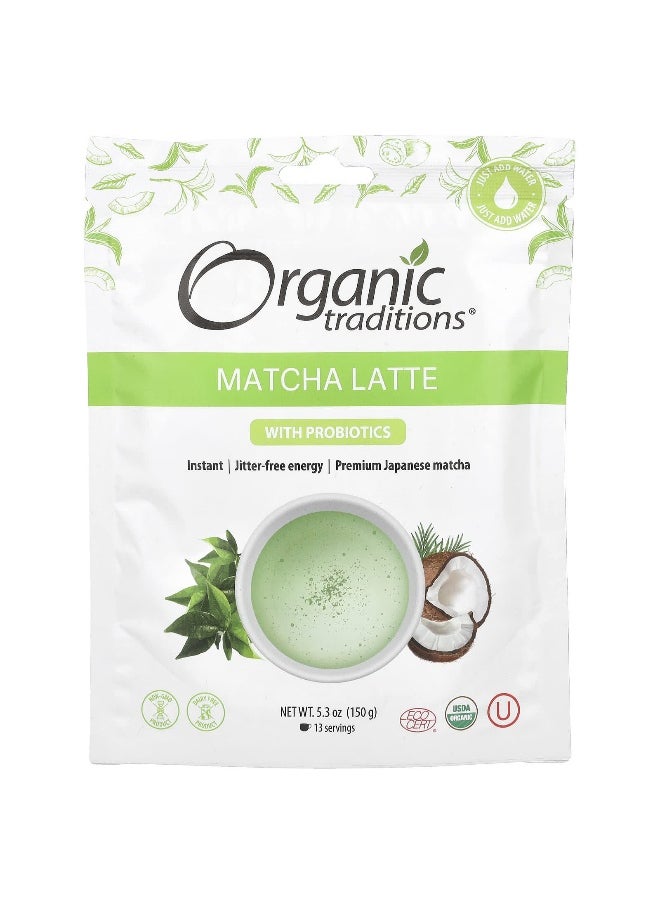 Organic Traditions Organic Traditions, Matcha Latte with Probiotics, 5.3 oz (150 g)  - Image 1