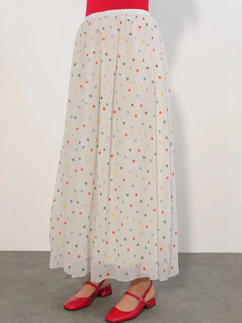Big Dart Multicolor BDART High-Waist Polka Dot Maxi Skirt for Women | Best Price UAE