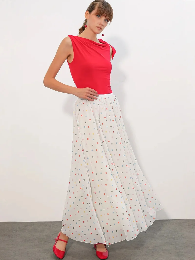 Big Dart Multicolor BDART High-Waist Polka Dot Maxi Skirt for Women | Best Price UAE