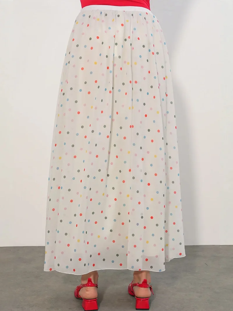 Big Dart Multicolor BDART High-Waist Polka Dot Maxi Skirt for Women | Best Price UAE