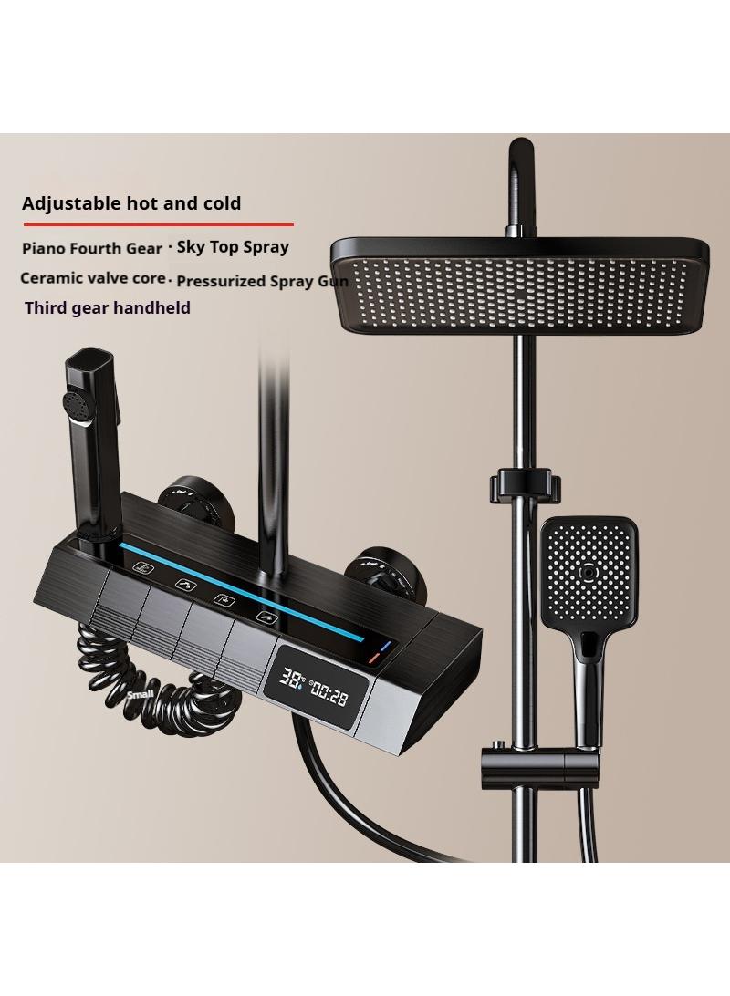 Y&D Piano Key Shower Faucet Set Black Digital Display Shower System 4 Function Bathroom Rain Shower Combo Set Brass Bathtub Faucet With 3 Mode Hand Shower And Bidet Sprayer - Image 1
