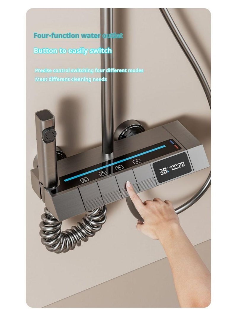 Y&D Piano Key Shower Faucet Set Black Digital Display Shower System 4 Function Bathroom Rain Shower Combo Set Brass Bathtub Faucet With 3 Mode Hand Shower And Bidet Sprayer - Image 2