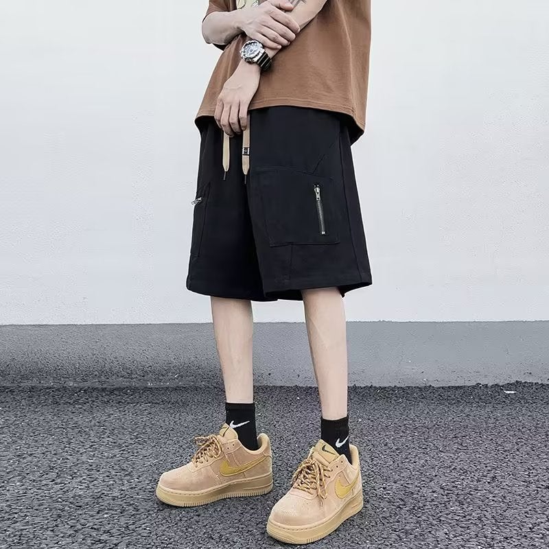Zipper Pocket Tooling Shorts Boys Summer High Street Vibe Fashion Brand Hip-Hop Loose Casual Wide Leg Five-Point Medium Pants - Image 4