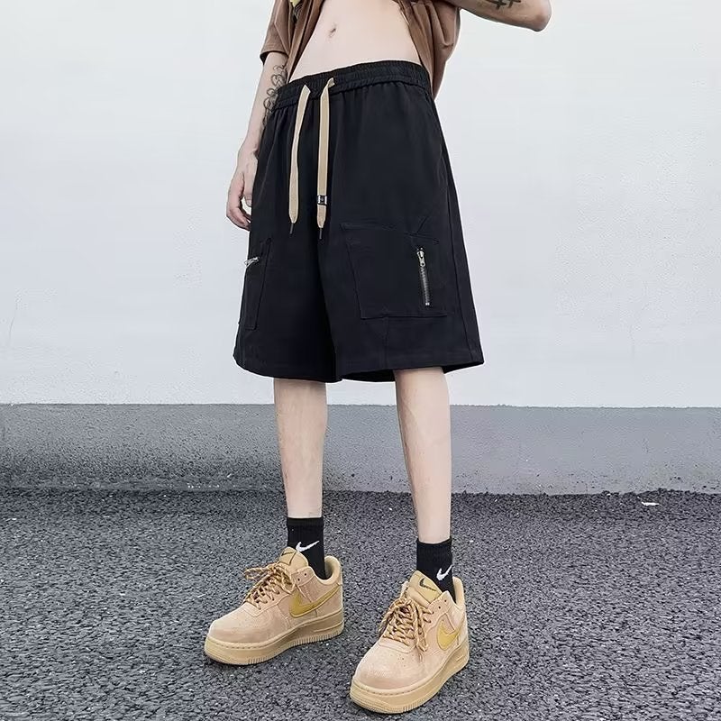 Zipper Pocket Tooling Shorts Boys Summer High Street Vibe Fashion Brand Hip-Hop Loose Casual Wide Leg Five-Point Medium Pants - Image 2