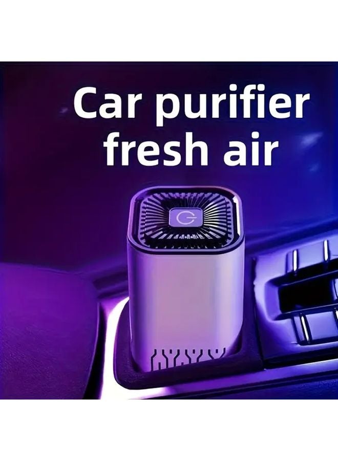 White Portable USB Air Purifier With Night Light For Car Home Office Smoke Dust Removal - Image 5