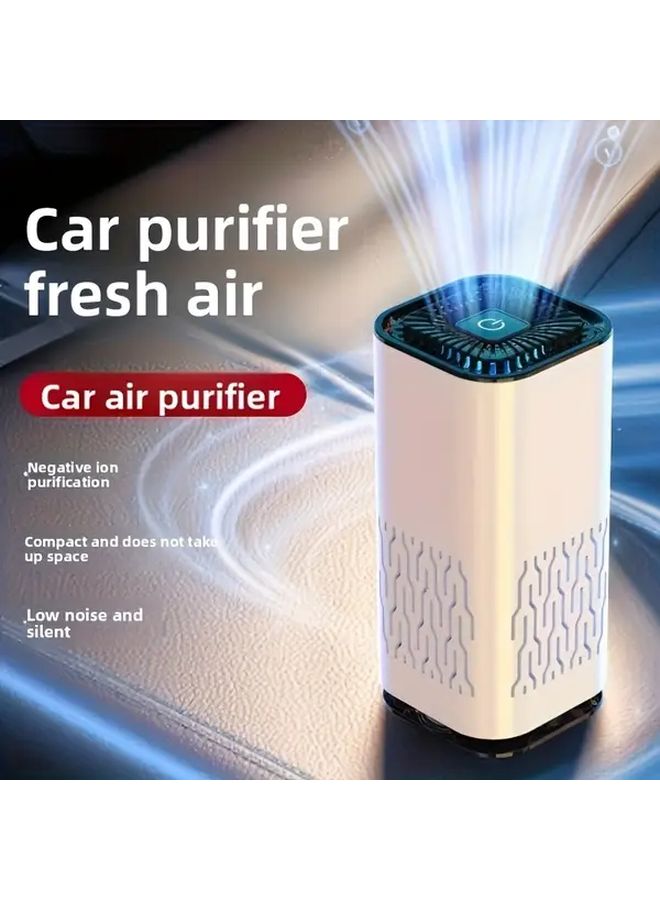 White Portable USB Air Purifier With Night Light For Car Home Office Smoke Dust Removal - Image 2