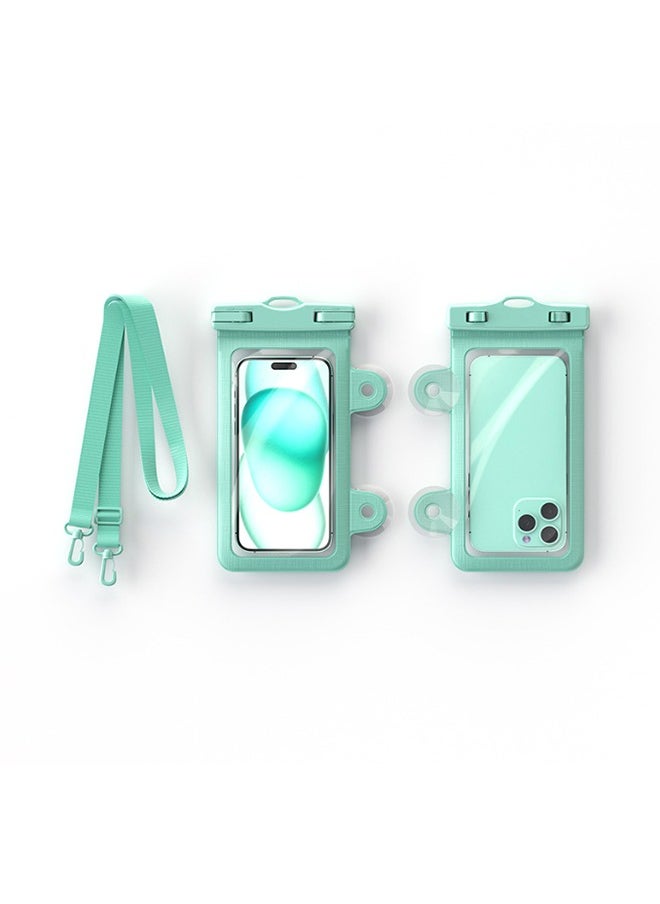 JCB CHIC Double Suction Cup Waterproof Phone Case Touchable Screen Transparent Mobile Phone Waterproof Bag Full View Thick Strap,2 Pack Phone Dry Bags Pvc Universal Diving Phone Bag For Outdoor Travel(YS22 blue)  - Image 1
