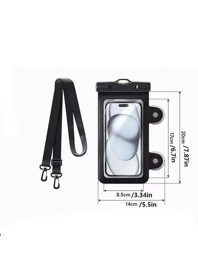 JCB CHIC Double Suction Cup Waterproof Phone Case Touchable Screen Transparent Mobile Phone Waterproof Bag Full View Thick Strap,2 Pack Phone Dry Bags Pvc Universal Diving Phone Bag For Outdoor Travel(YS22 blue)  - Image 2