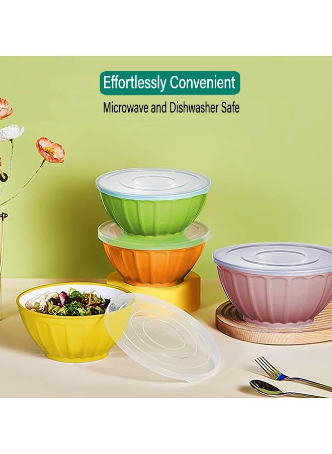Generic - Salad Bowl Set 4-Piece with Transparent Lids, Multicolor – 20, 22, 24, 30 cm, Durable Quality for Mixing, Prep, Serve, and Store, Microwave & Dishwasher Safe, Bright Colors for Tableware & Travel - Image 1