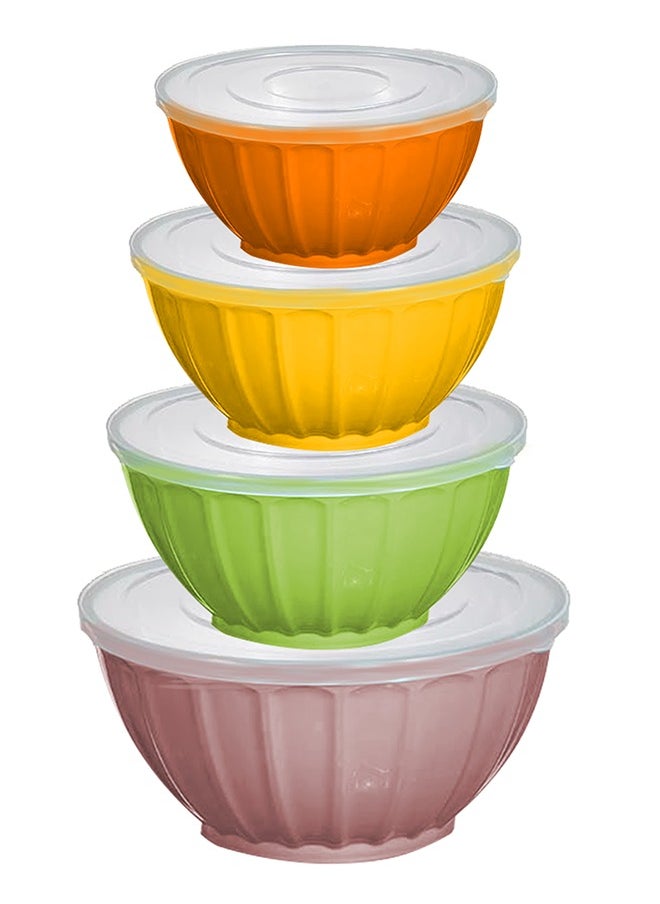 Generic - Salad Bowl Set 4-Piece with Transparent Lids, Multicolor – 20, 22, 24, 30 cm, Durable Quality for Mixing, Prep, Serve, and Store, Microwave & Dishwasher Safe, Bright Colors for Tableware & Travel - Image 1