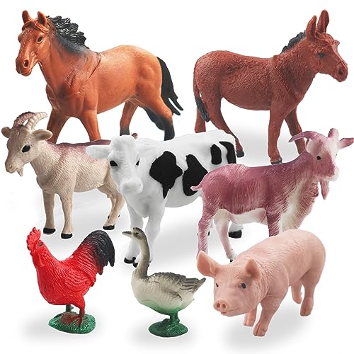 Yowlieu 8 Pcs Big Animal Figurines Toys Farm Realistic Plastic Animals Playset Educational Preschool Learning Toy Playset for Kids Toddlers - Image 1