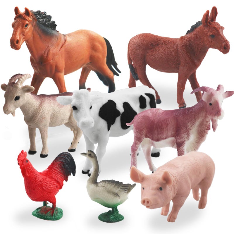 Yowlieu 8 Pcs Big Animal Figurines Toys Farm Realistic Plastic Animals Playset Educational Preschool Learning Toy Playset for Kids Toddlers - Image 2