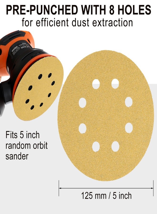 LotFancy 110 PCS 5 Inch 8 Hole Sanding Disc, 60 80 120 150 180 220 320 400 600 800 1000 Grit Aluminum Oxide Sandpaper Assortment, Sand Paper for Wood, Plastic, Rust Removal, Random Orbital Sander Pads - Image 5