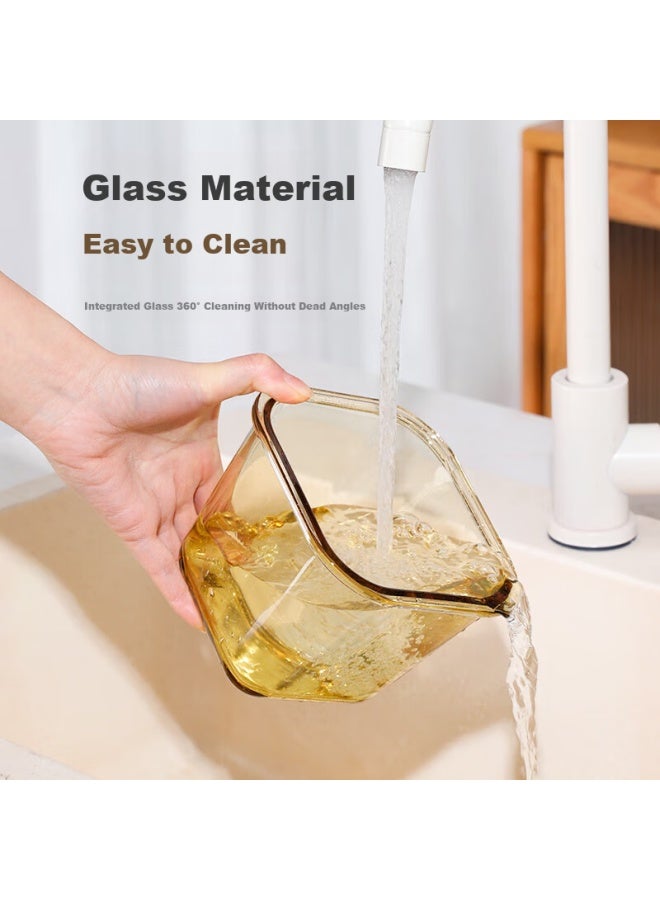 Cilock Heat-resistant Glass Lunch Box For Office Workers Microwave Heating Special Bento Box Amber Square Soup Bowl 1l - Image 2
