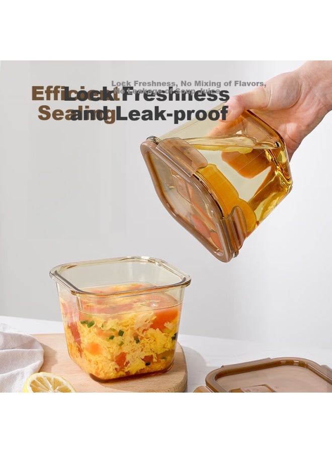 Cilock Heat-resistant Glass Lunch Box For Office Workers Microwave Heating Special Bento Box Amber Square Soup Bowl 1l - Image 4