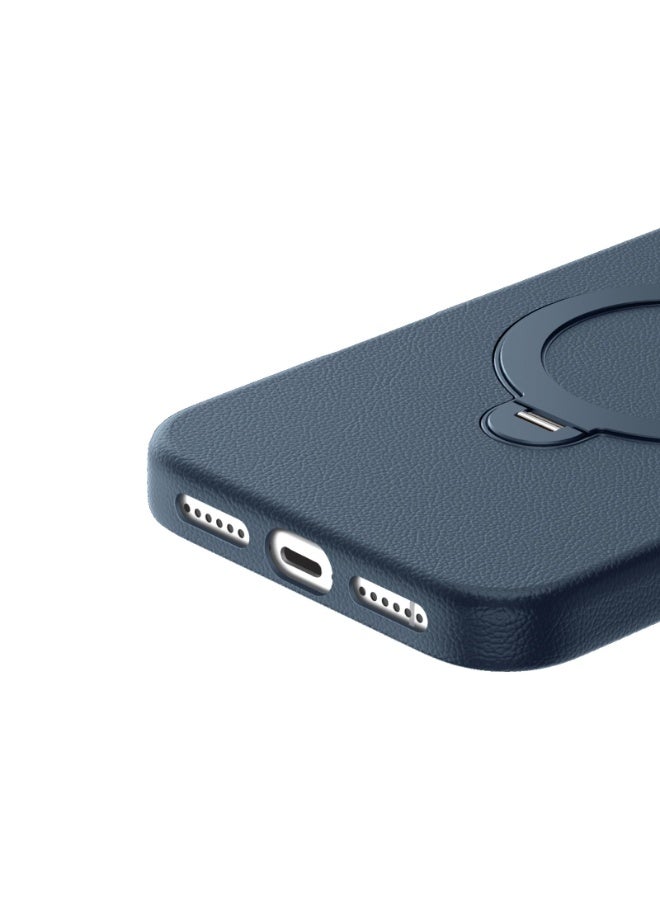 GREEN LION iPhone 17 Pro Max MagSafe Case Minster Leather with Foldable Stand Design & Ultra-Tactile Buttons / Shock Absorption / PC-PU Aluminum Alloy / Camera Protection / Comfortable Grip / Anti-Scratch / Anti Fingerprint - Blue - Image 5