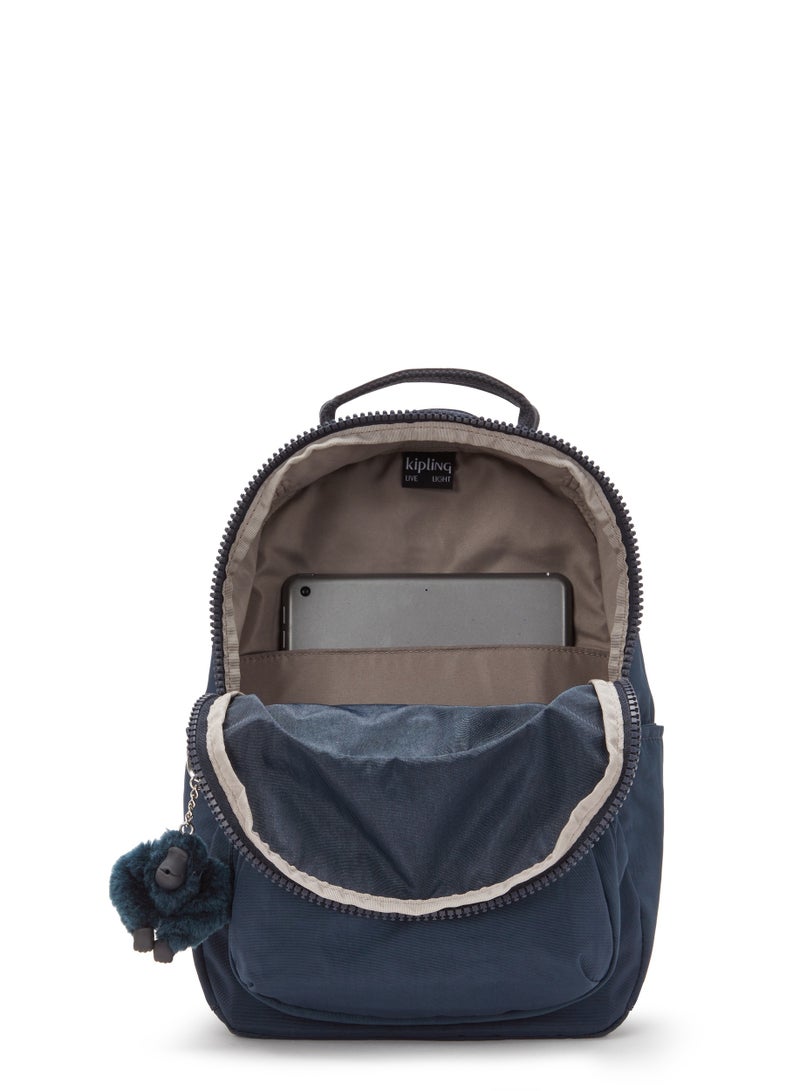 kipling Seoul Small Backpack with Tablet Compartment Blue Bleu 2 - Image 2