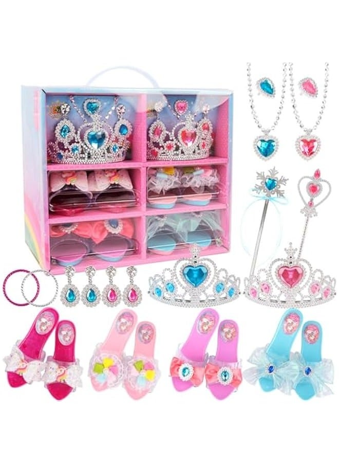 دوركو حذاء الأميرة التنكري مع مجموعة كاملة من اكسسوارات الأزياء التنكرية - العاب الأميرة المثالية للبنات للعب الأدوار - هدية مثالية لحفلات اعياد الميلاد للاطفال من عمر 3-6 سنوات. - Image 1