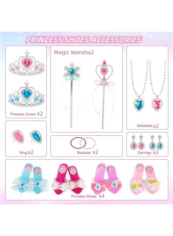 دوركو حذاء الأميرة التنكري مع مجموعة كاملة من اكسسوارات الأزياء التنكرية - العاب الأميرة المثالية للبنات للعب الأدوار - هدية مثالية لحفلات اعياد الميلاد للاطفال من عمر 3-6 سنوات. - Image 3