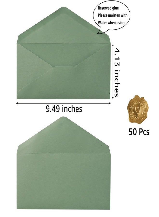 Toperd 50 Count #10 Business Envelope with Gold Stickers for Office, Business, Letter Mailing, 4.13 x 9.49 Inches (Sage Green) - Image 2