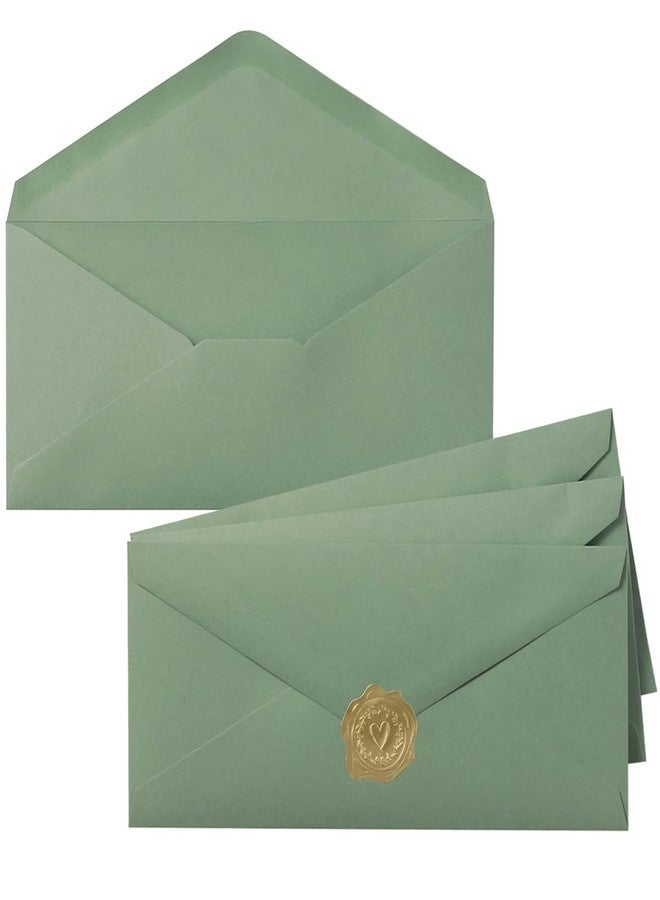 Toperd 50 Count #10 Business Envelope with Gold Stickers for Office, Business, Letter Mailing, 4.13 x 9.49 Inches (Sage Green) - Image 1