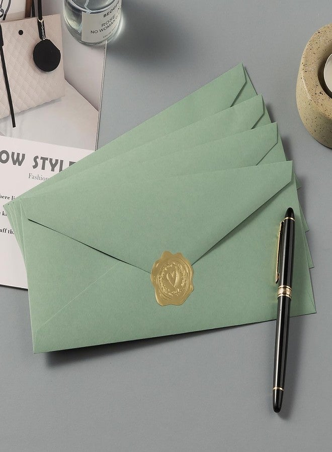 Toperd 50 Count #10 Business Envelope with Gold Stickers for Office, Business, Letter Mailing, 4.13 x 9.49 Inches (Sage Green) - Image 5