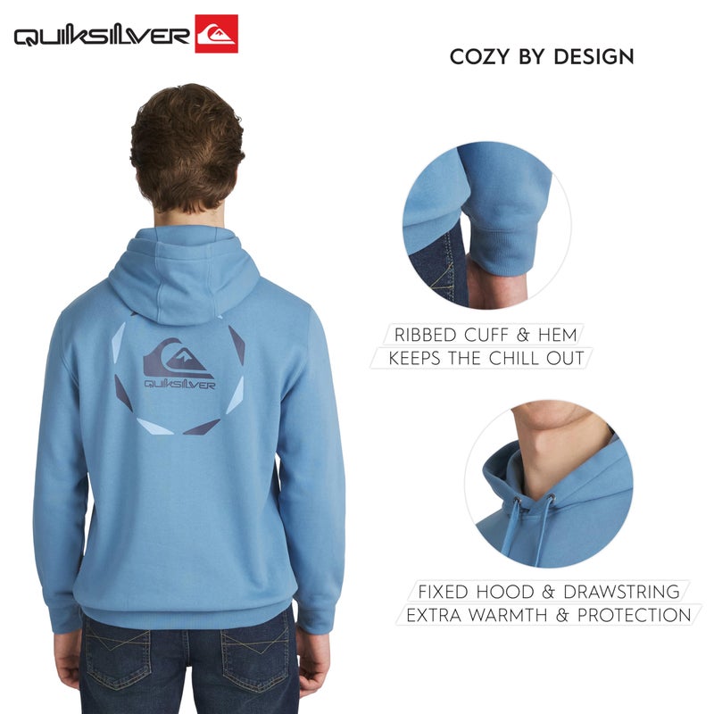 Quiksilver Men's Regular Fit Super Soft Fleece Midweight Pullover Hooded Sweatshirt, Blue Shadow, X-Large - Image 4