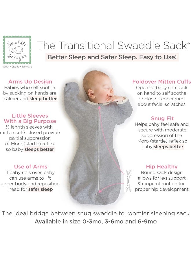 SwaddleDesigns Transitional Swaddle Sack with Arms Up Half-Length Sleeves and Mitten Cuffs  - Image 2