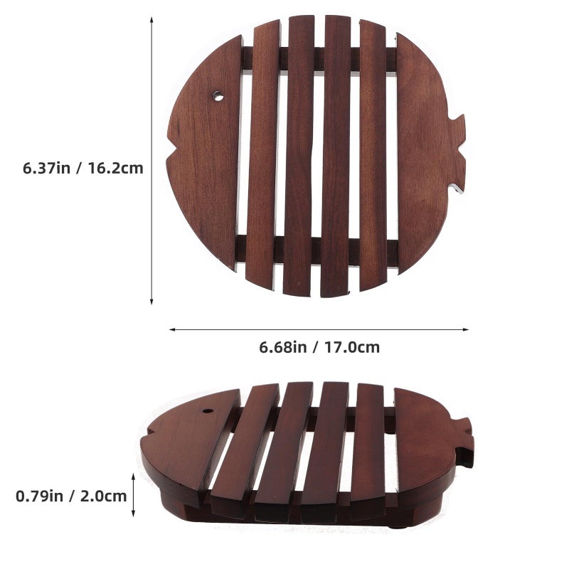 Heat Resistant Wooden Fish Shape Hot Pad Multipurpose Mat For Kitchen Table Protection Office Use Cushion - Image 3