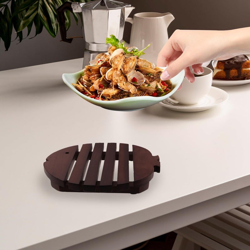 Heat Resistant Wooden Fish Shape Hot Pad Multipurpose Mat For Kitchen Table Protection Office Use Cushion - Image 5