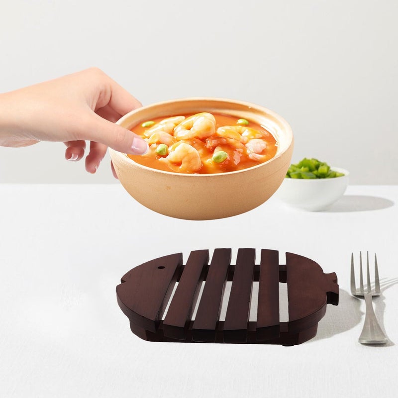 Heat Resistant Wooden Fish Shape Hot Pad Multipurpose Mat For Kitchen Table Protection Office Use Cushion - Image 4
