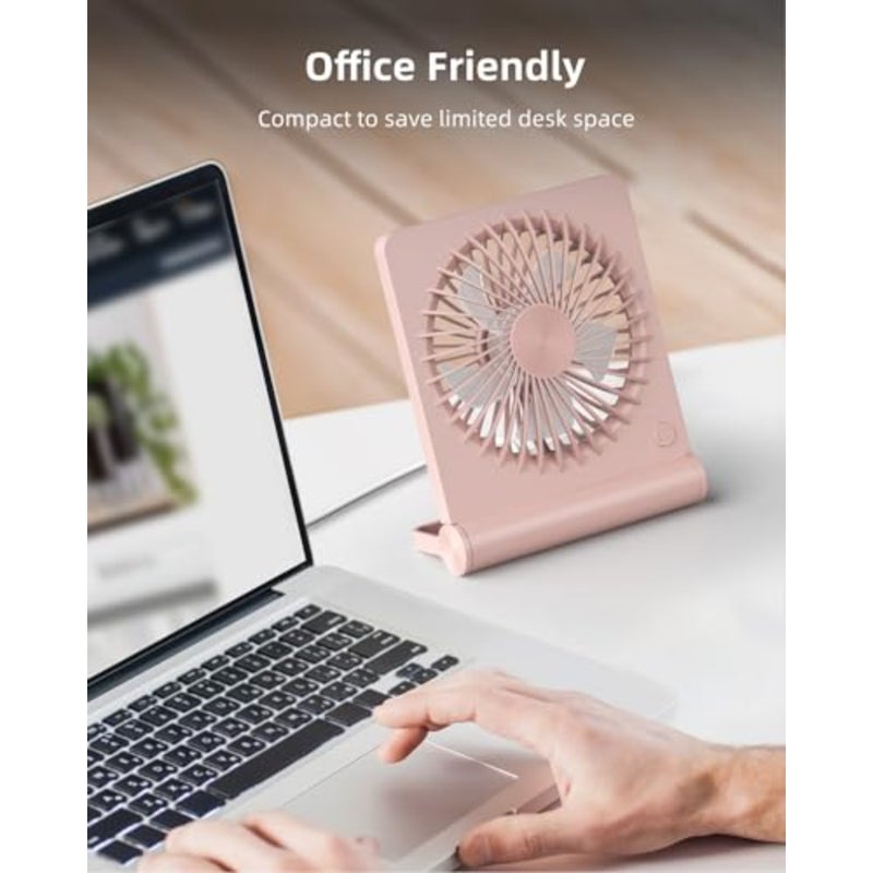 USB Fan for home office desktop use, ABS plastic body, black color, strong wind ultra quiet with 220 tilt folding and 3 speeds adjustable USB-C powered - Image 2