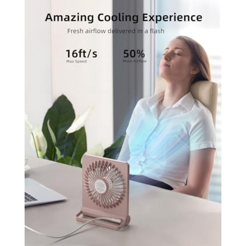 USB Fan for home office desktop use, ABS plastic body, black color, strong wind ultra quiet with 220 tilt folding and 3 speeds adjustable USB-C powered - Image 3