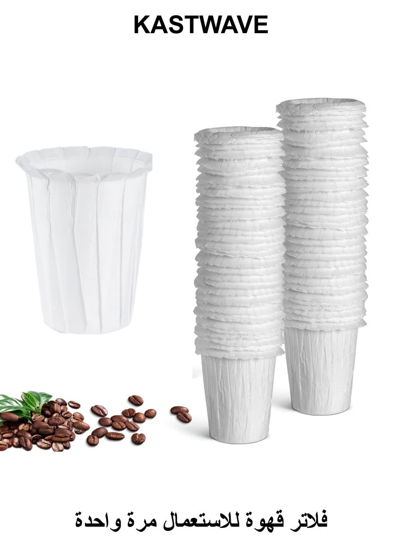 كاست ويف مرشحات قهوة للاستخدام مرة واحدة لـ K-Carafe، مرشحات قابلة لإعادة الاستخدام، تتضمن مرشحًا قابلًا لإعادة الاستخدام ومغرفة قهوة، مرشح قهوة ورقي للاستخدام مرة واحدة لـ Keurig K-Carafe (أبيض، 100 قطعة) - Image 1