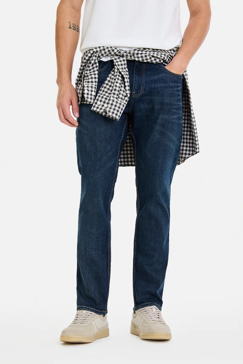 SNITCH Indigo Solid Slim Fit Casual Jeans