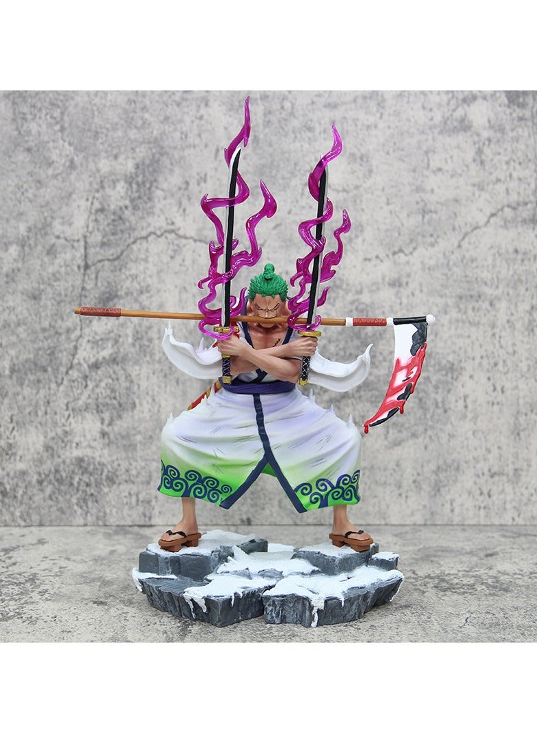 عام تأمين قطعة واحدة من تمثال زورو مقاتل الأشباح في المطهر وزورو من لا كونتري مع ثلاثة سيوف في تيار المنجل تيار الأنمي - Image 1