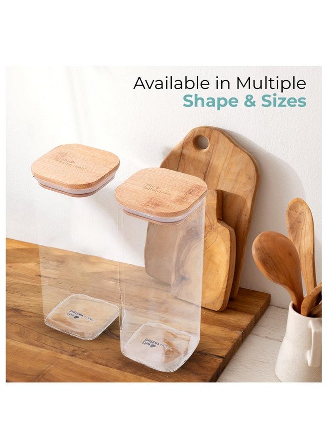 The Better Home Pack of 4 1000ml Borosilicate Glass Jars with Bamboo Lid I Rectangular Transparent Airtight Borosilicate Kitchen Containers Set | Glass Jars for Cookies Snacks Tea Coffee Sugar - Image 5