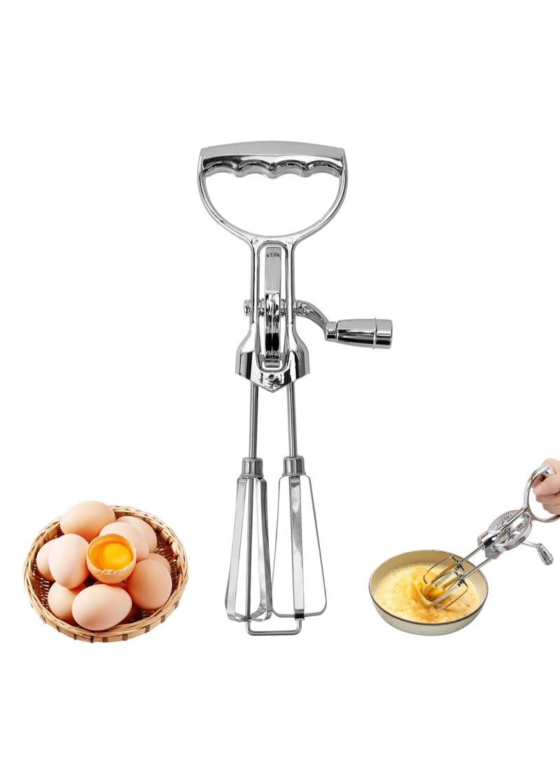 LOOPITYS Egg beater, egg-whisk、egg beater hand crank, stainless steel rotary manual mixer, blender, kitchen cooking tool hand crank, kitchen manual egg beater, can be used to beat eggs, cream, mixed batter and sauce - Image 1