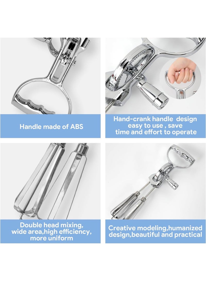 LOOPITYS Egg beater, egg-whisk、egg beater hand crank, stainless steel rotary manual mixer, blender, kitchen cooking tool hand crank, kitchen manual egg beater, can be used to beat eggs, cream, mixed batter and sauce - Image 4