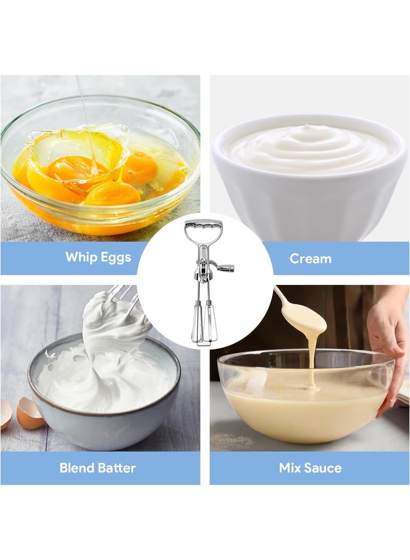 LOOPITYS Egg beater, egg-whisk、egg beater hand crank, stainless steel rotary manual mixer, blender, kitchen cooking tool hand crank, kitchen manual egg beater, can be used to beat eggs, cream, mixed batter and sauce - Image 5