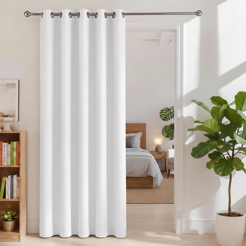 BONZER Room Dividers Curtain - Room Darkening Privacy Noise Reduce Thermal Insulating Window Curtains for Bedroom Living Room Doorway, 96L x 60W Inch (8L x 5W ft), 1 Panel, Greyish White - Image 1