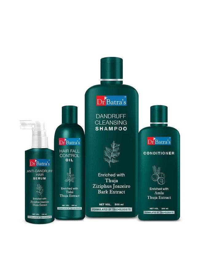 Dr Batra's Anti Dandruff Hair Serum Conditioner 200 Ml Hair Fall Control Oil 200 Ml And Dandruff Cleansing Shampoo 500 Ml Kit For Deep Nourishment Frizz Control Highly Rich Thuja Ph Balance (Pack Of 4) - Image 1