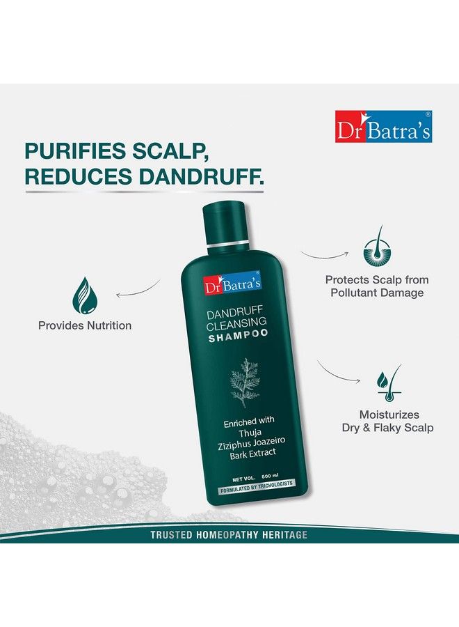 Dr Batra's Anti Dandruff Hair Serum Conditioner 200 Ml Hair Fall Control Oil 200 Ml And Dandruff Cleansing Shampoo 500 Ml Kit For Deep Nourishment Frizz Control Highly Rich Thuja Ph Balance (Pack Of 4) - Image 5
