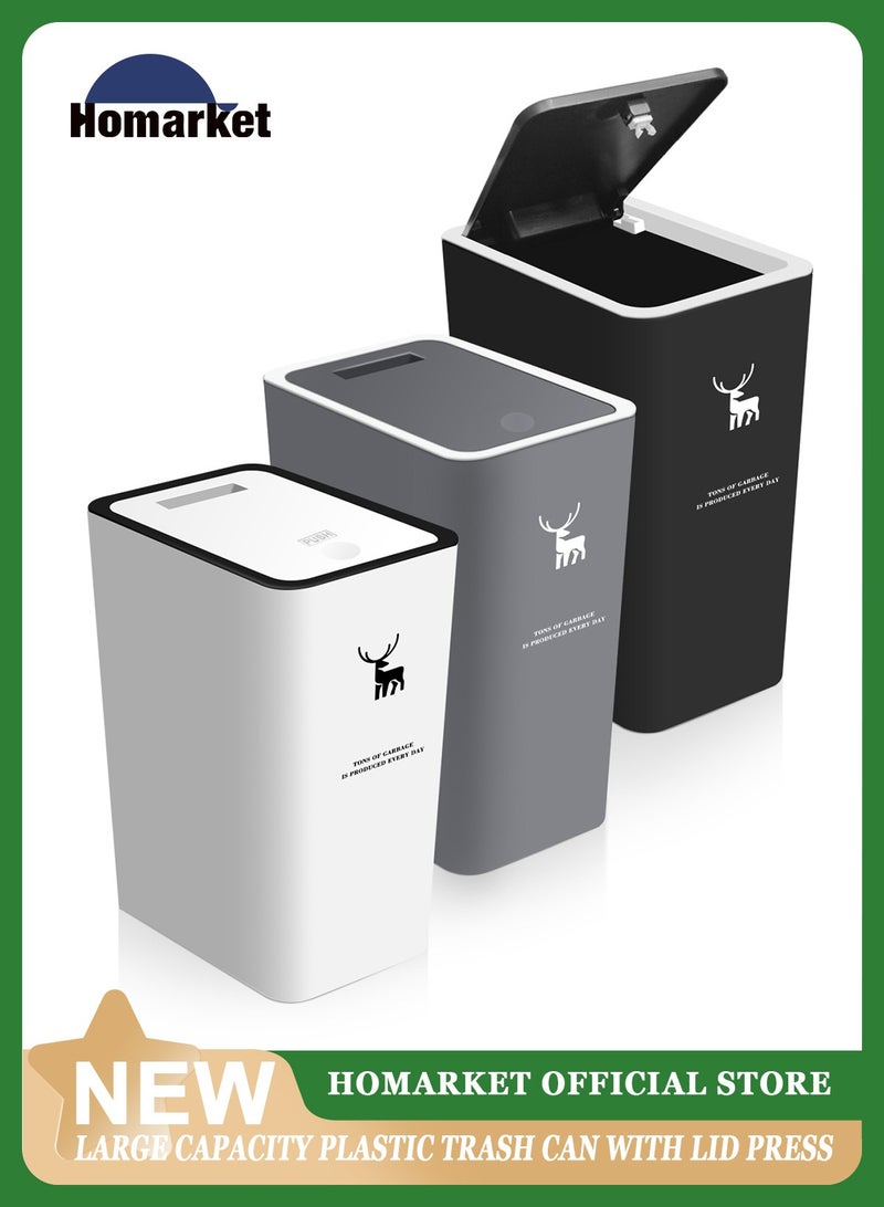 HomarKet 3 Pack 10L / 2.6 Gallon Small Trash Can with Lid, Bathroom Garbage Can with Pop-Up Lid, Waste Basket for Bathroom, Kitchen, Bedroom, Powder Room, Craft Room, Office, College - Image 1