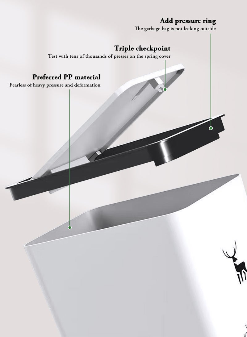 HomarKet 3 Pack 10L / 2.6 Gallon Small Trash Can with Lid, Bathroom Garbage Can with Pop-Up Lid, Waste Basket for Bathroom, Kitchen, Bedroom, Powder Room, Craft Room, Office, College - Image 3