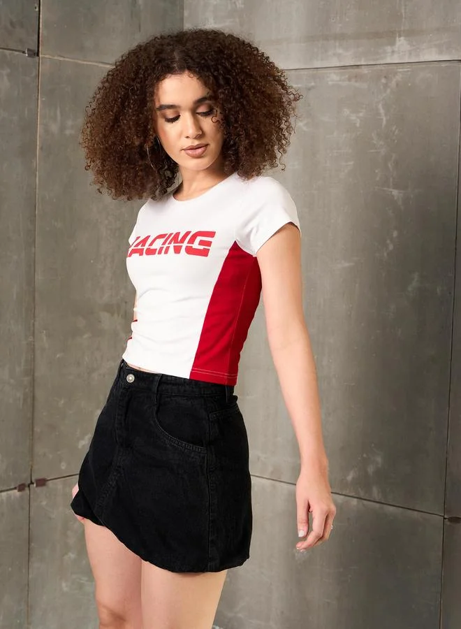 ساسافراس تيشيرت ساسافراس مطبوع بياقة مستديرة ضيق