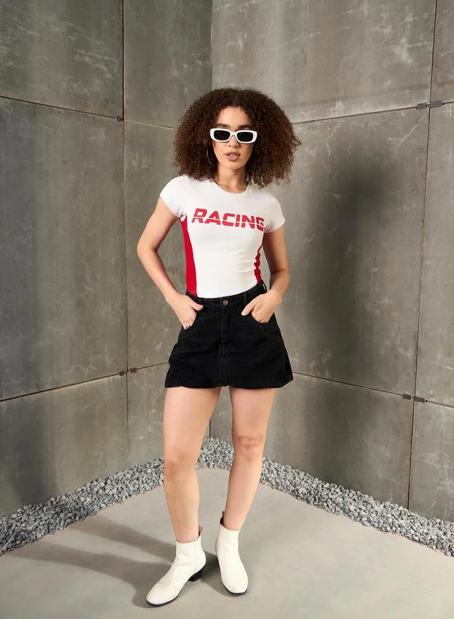 ساسافراس تيشيرت ساسافراس مطبوع بياقة مستديرة ضيق